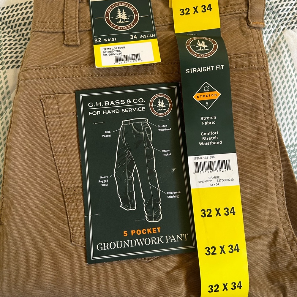G.H. Bass & Co. Men's 5 Pocket Groundwork Pant 32x34 Color: Ermine